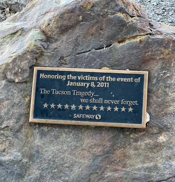 Marker placed by Safeway at the site of mass shooting in Casas Adobes, Arizona
