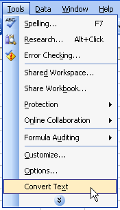 Excel change case "Convert Text" Tool Menu
