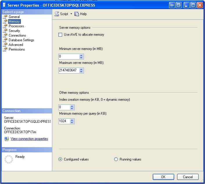 SQL Server Memory Settings