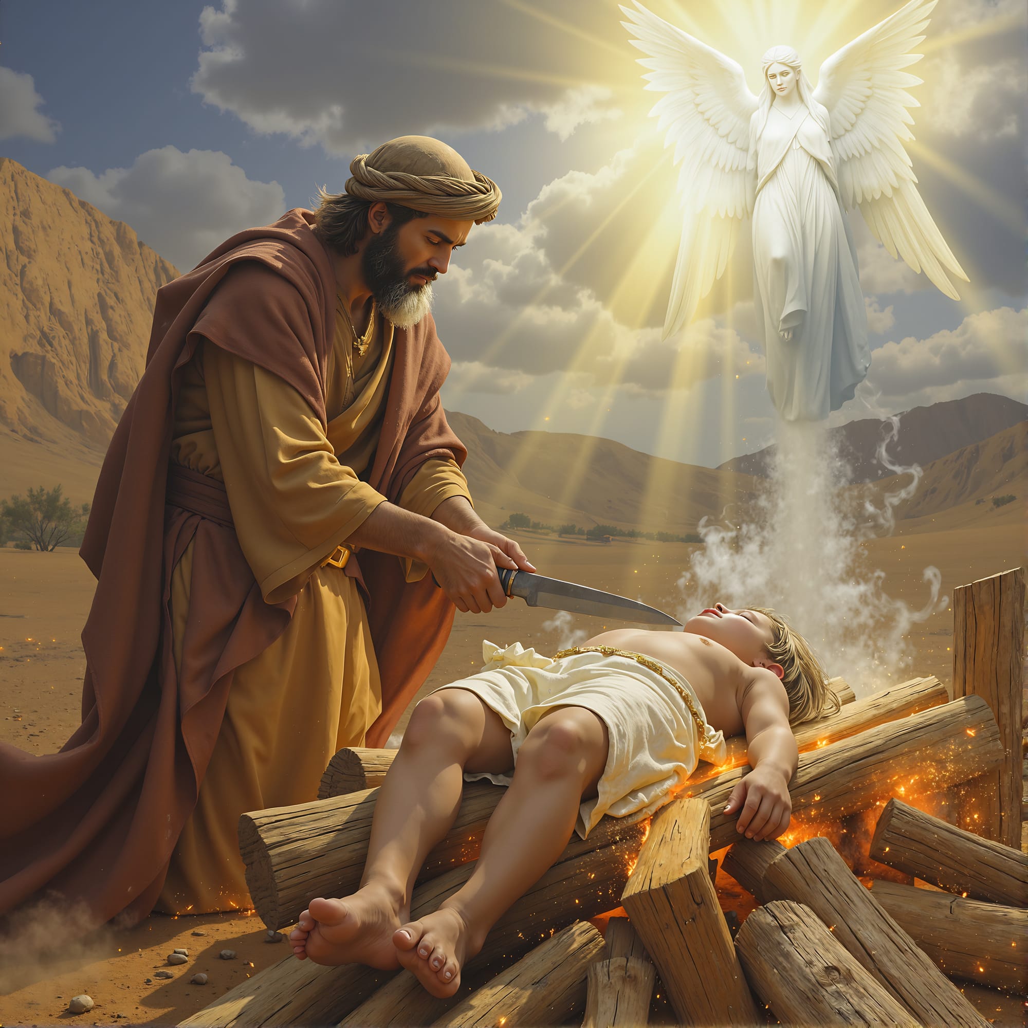 Abraham about to sacrifice Isaac