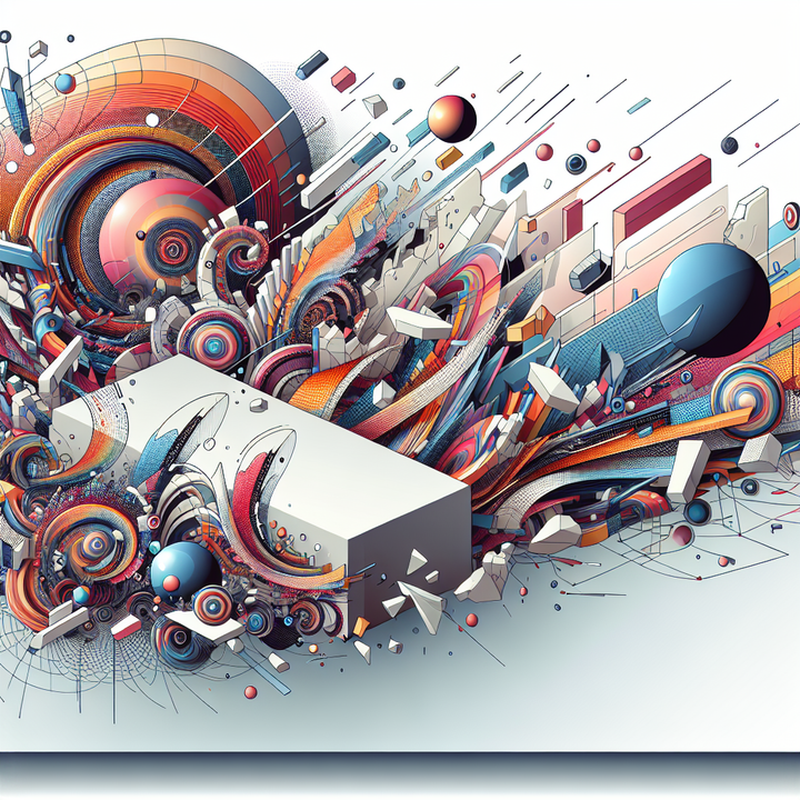 An abstract image made up of various shapes and colors