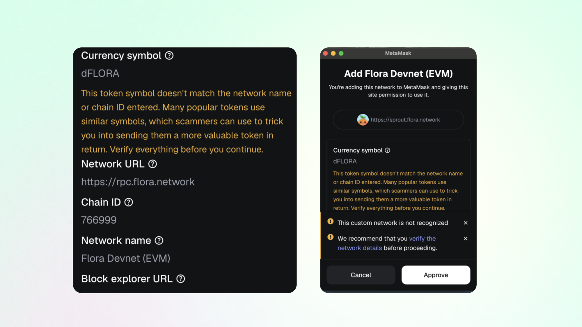 MetaMask dFLORA warning
