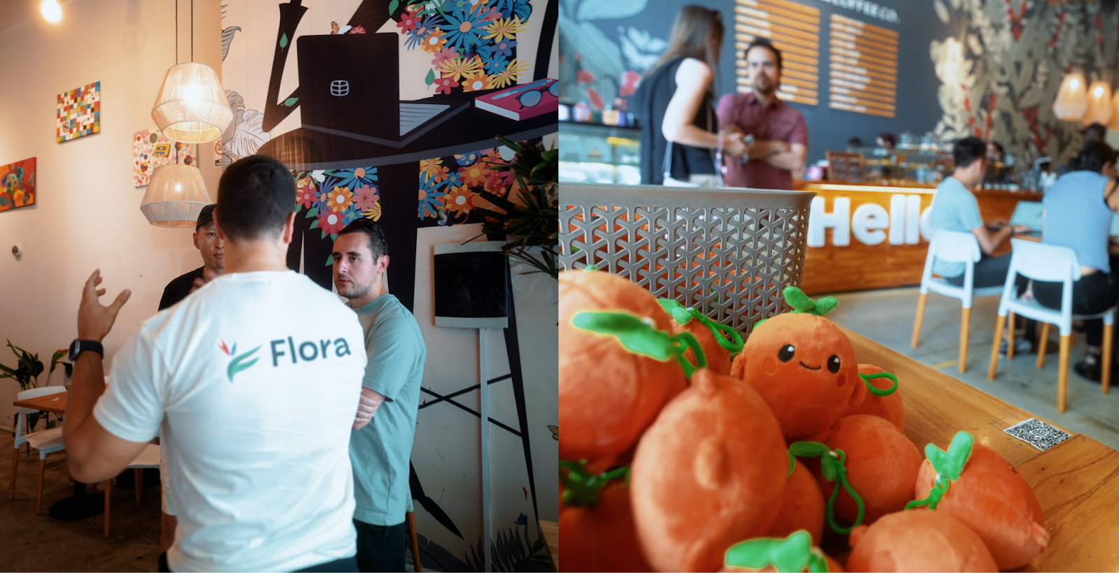 Flora Network's Vibe, Code, and Coffee event at Hacienda Coffee Co. 