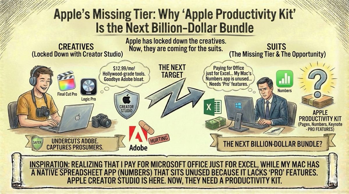 Apple’s Missing Tier: Why "Apple Productivity Kit" Is the Next Billion-Dollar Bundle