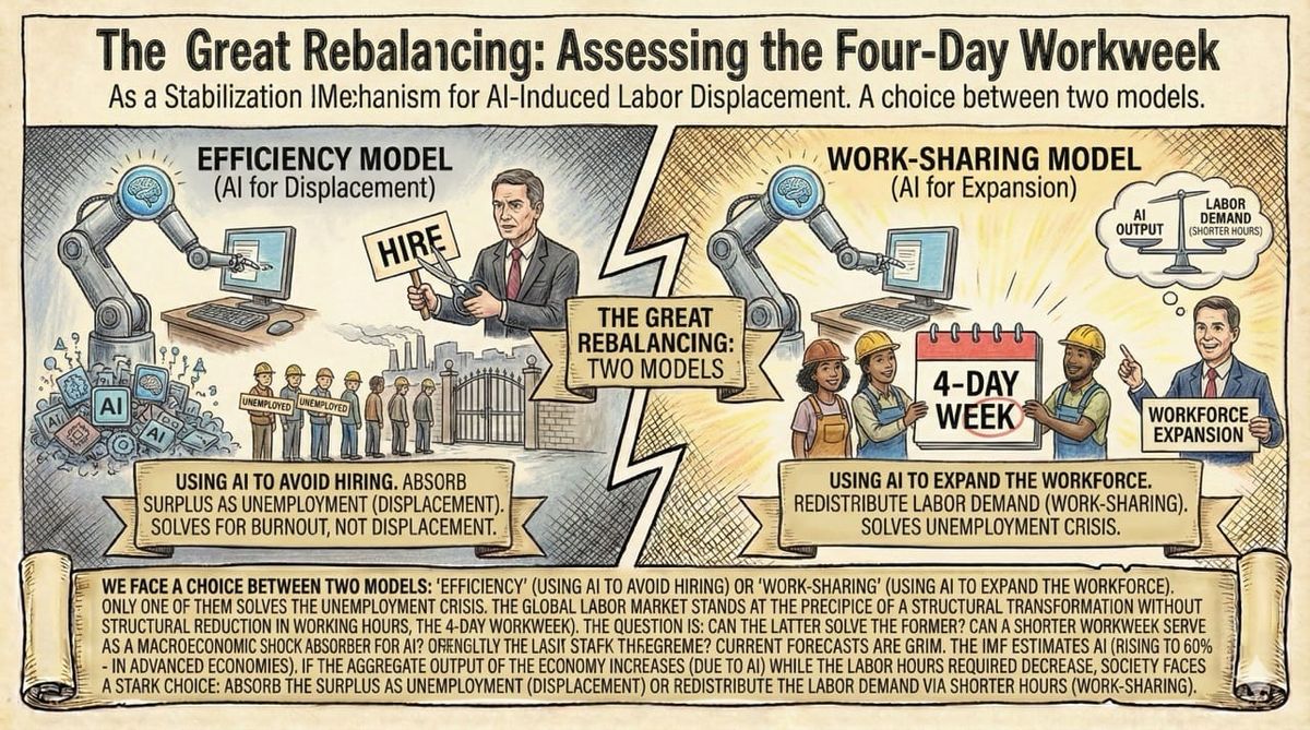 The Great Rebalancing: Assessing the Four-Day Workweek as a Stabilization Mechanism for AI-Induced Labor Displacement