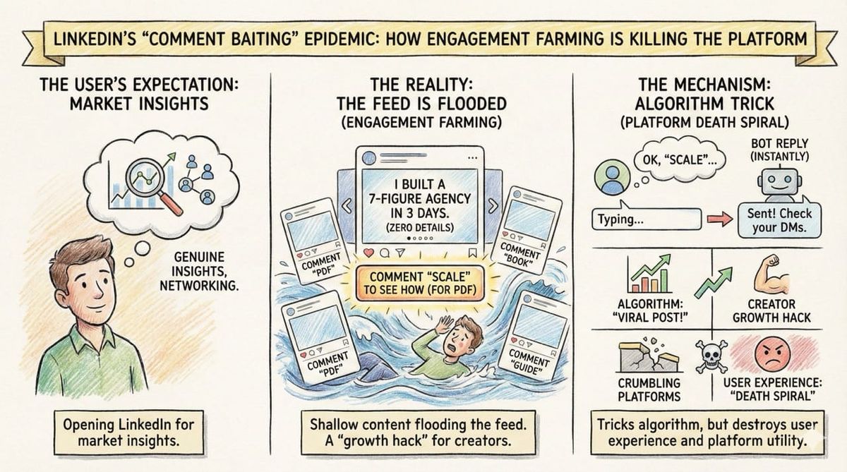 LinkedIn’s "Comment Baiting" Epidemic: How Engagement Farming is Killing the Platform