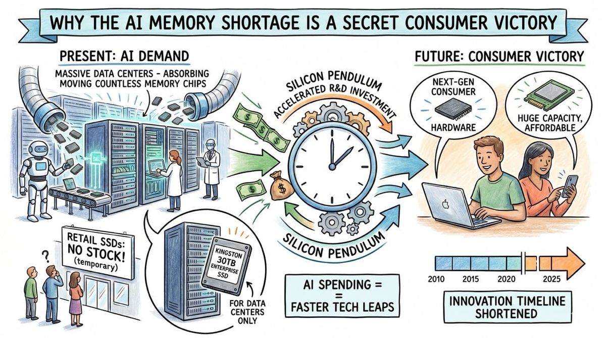 Why the AI Memory Shortage is a Secret Consumer Victory: The Silicon Pendulum