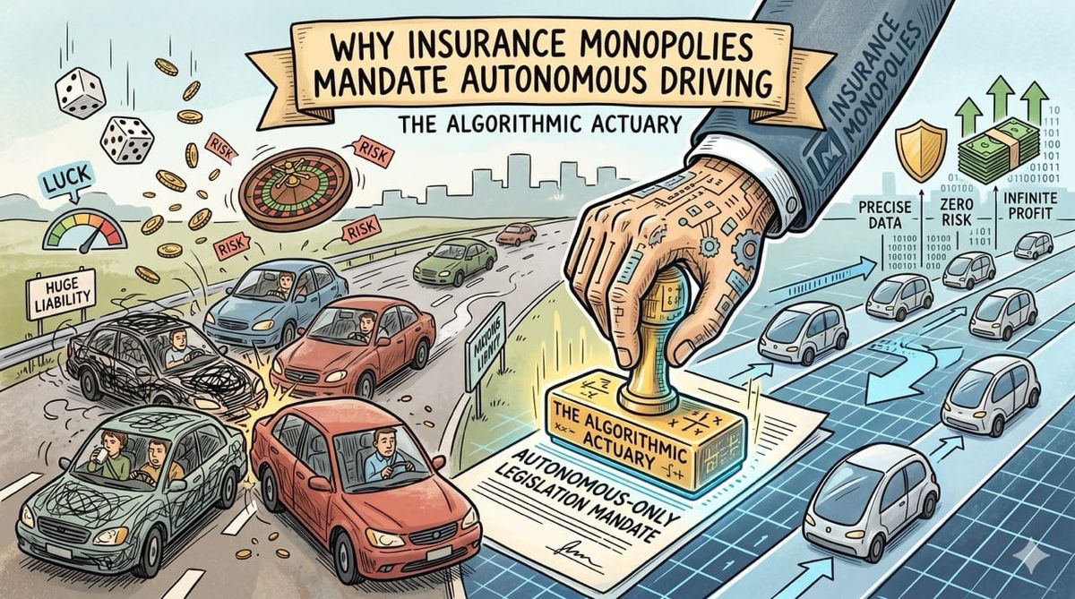 Why Insurance Monopolies Will Mandate Autonomous Driving: The Algorithmic Actuary