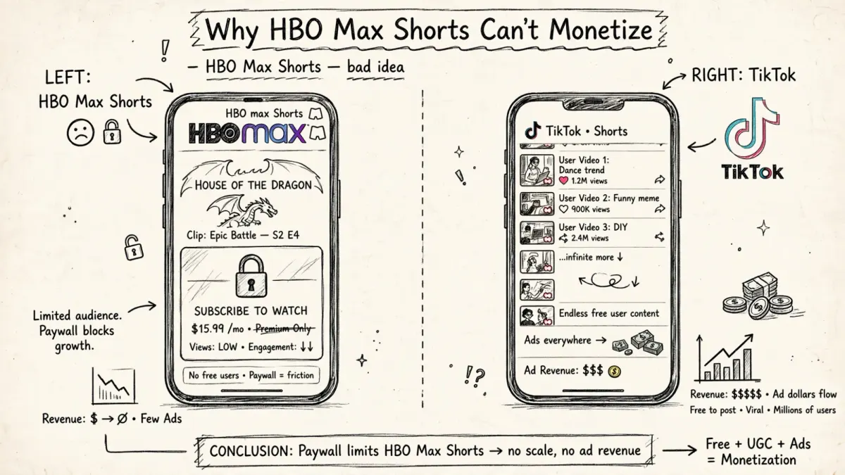 HBO Max Shorts Is a Bad Idea: Why You Can't Monetize TikTok Inside a Subscription