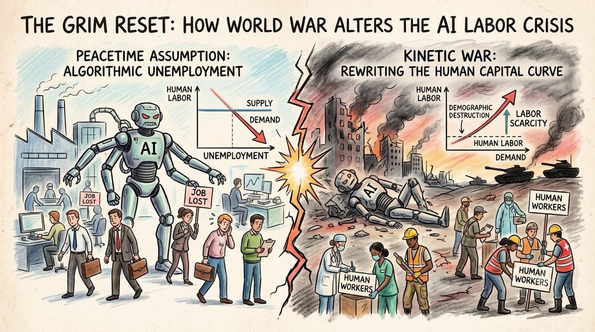 Why a World War Can Alter the AI Labor Crisis: The Grim Reset