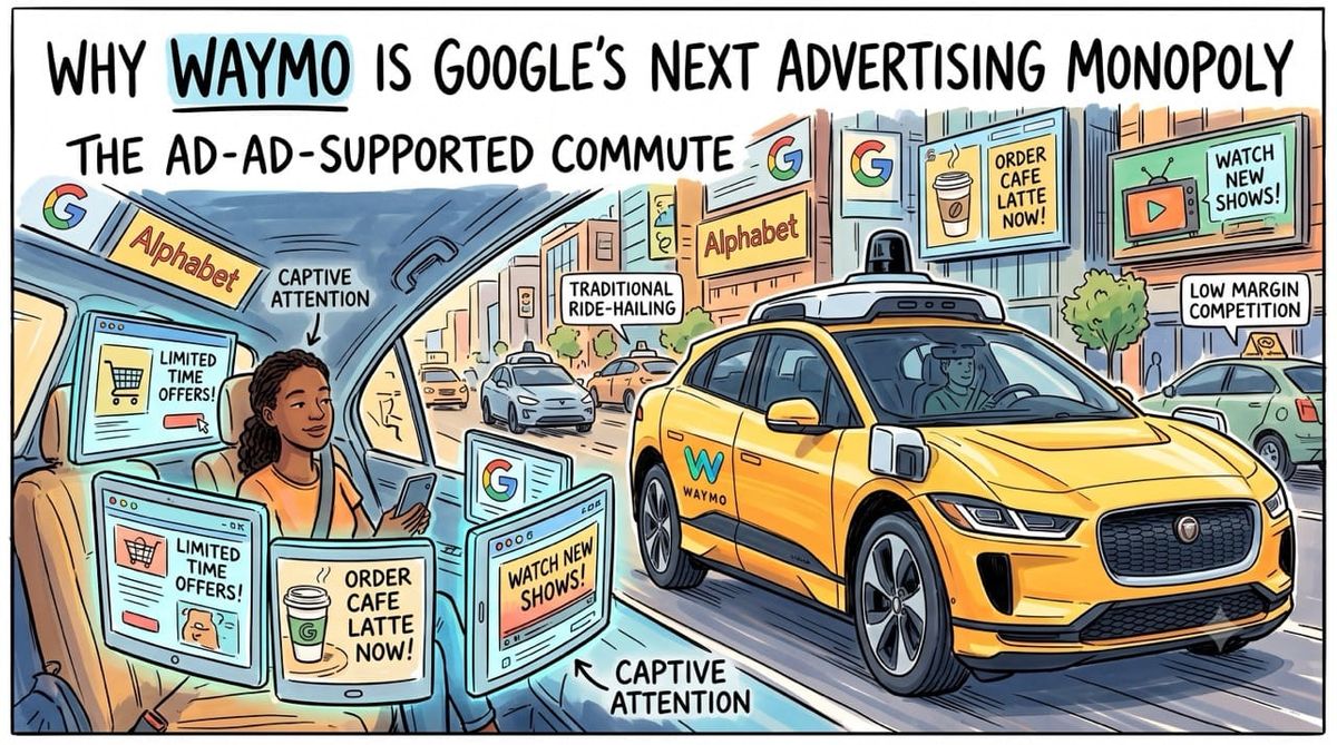 Why Waymo is Google's Next Advertising Monopoly: The Ad-Supported Commute