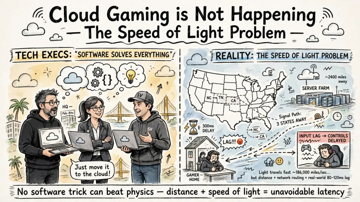 Cloud Gaming is Not Happening: The Speed of Light Problem