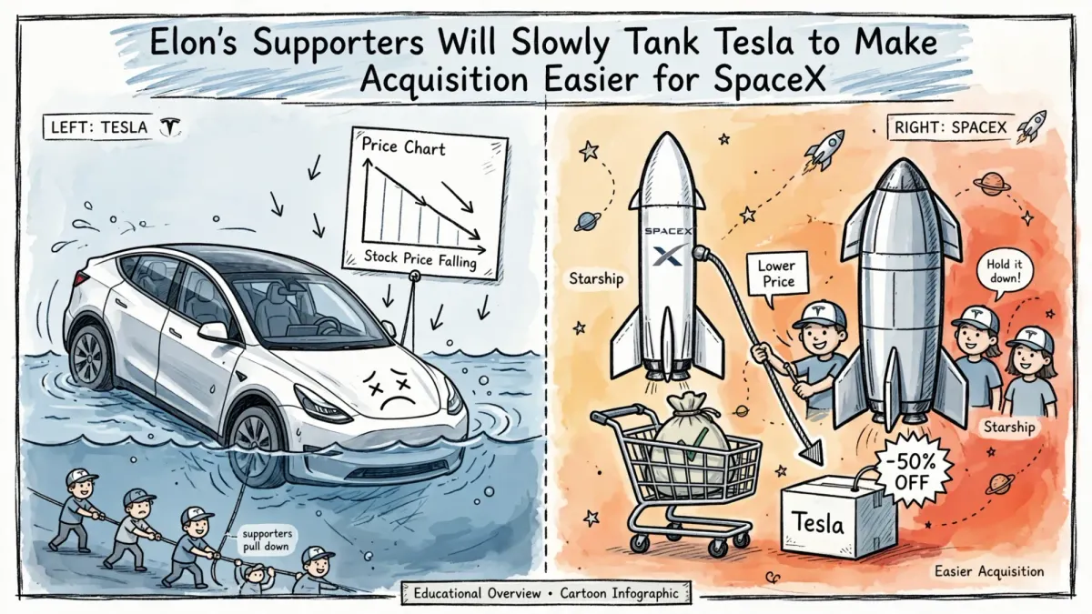 Elon's Supporters Will Slowly Tank Tesla to Make the Acquisition Easier for SpaceX