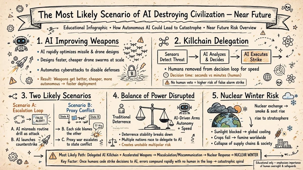 The Most Likely Scenario of AI Destroying the Civilization in Near Future