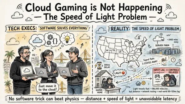 Cloud Gaming is Not Happening: The Speed of Light Problem