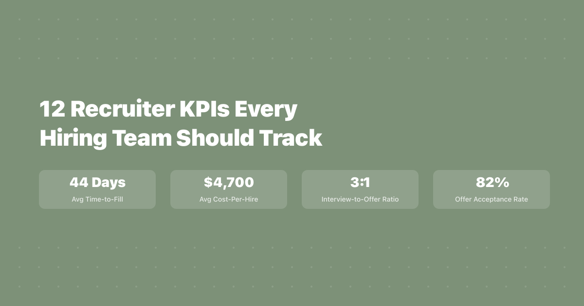 12 Recruiter KPIs Every Hiring Team Should Track (2026)