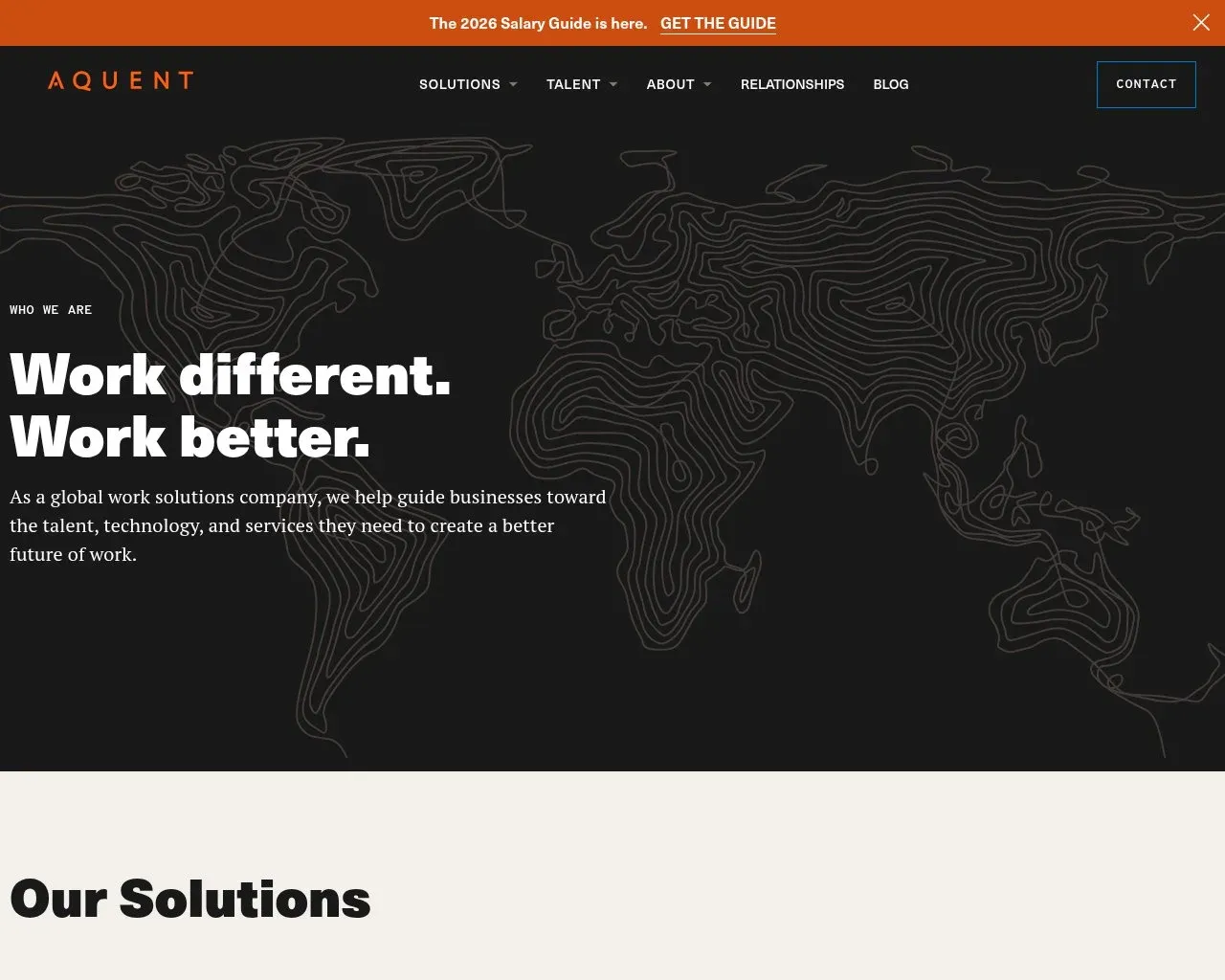 Screenshot of the Aquent website homepage