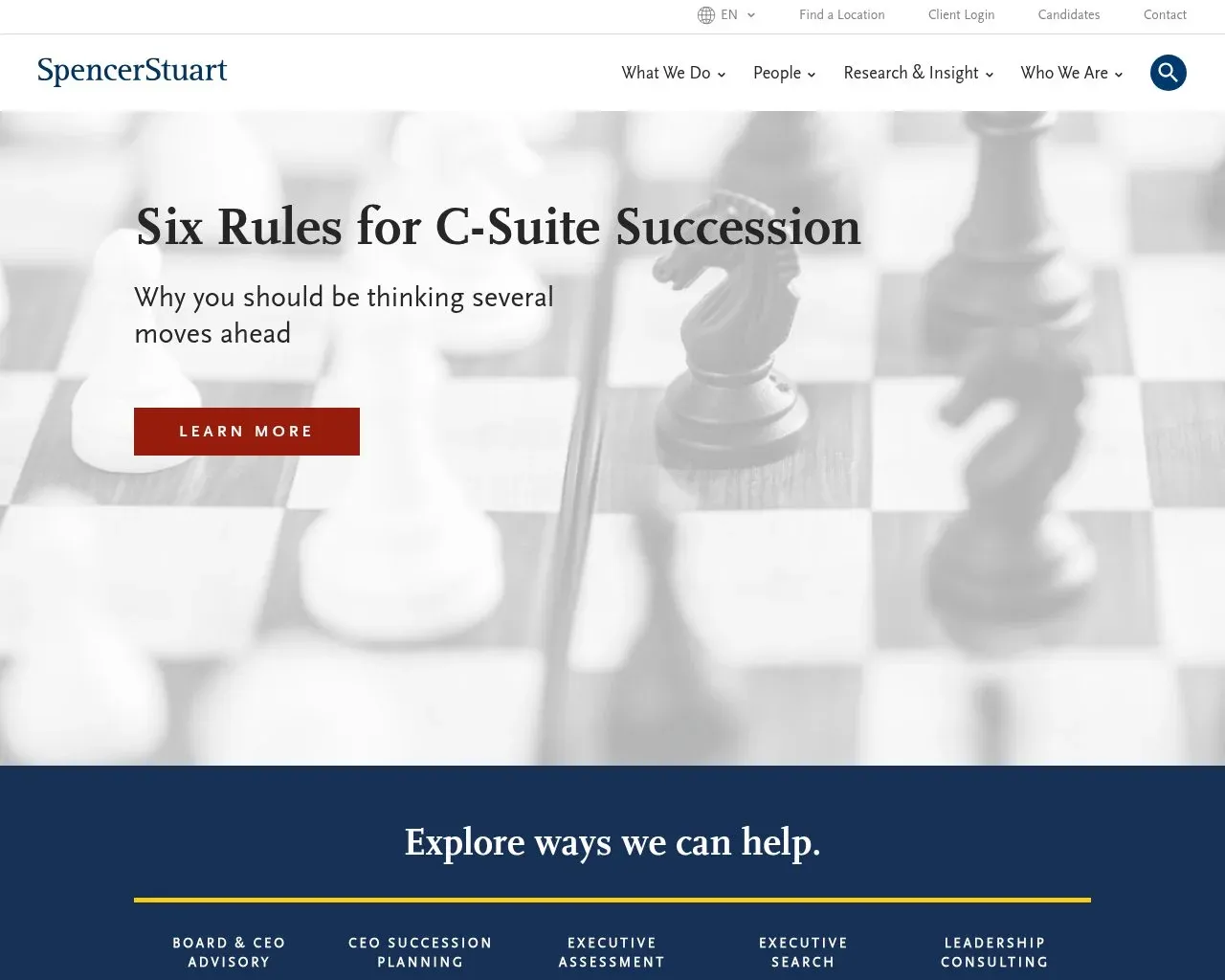 Screenshot of the Spencer Stuart website homepage