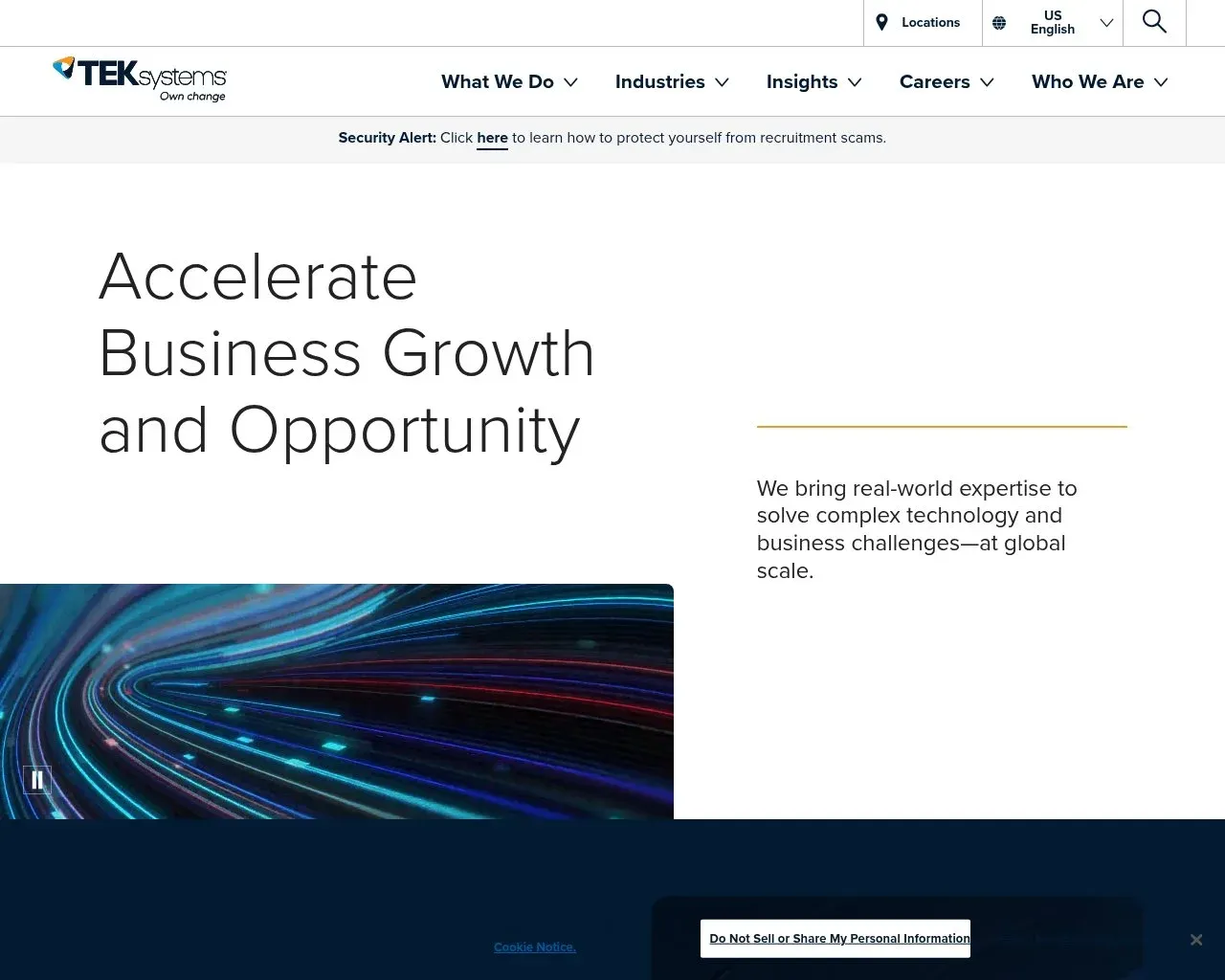 Screenshot of the TEKsystems website homepage