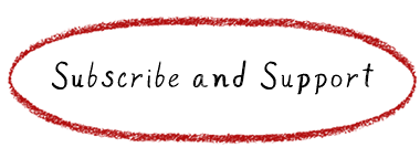 Animated button with red pencil border, reads: Subscribe and Support