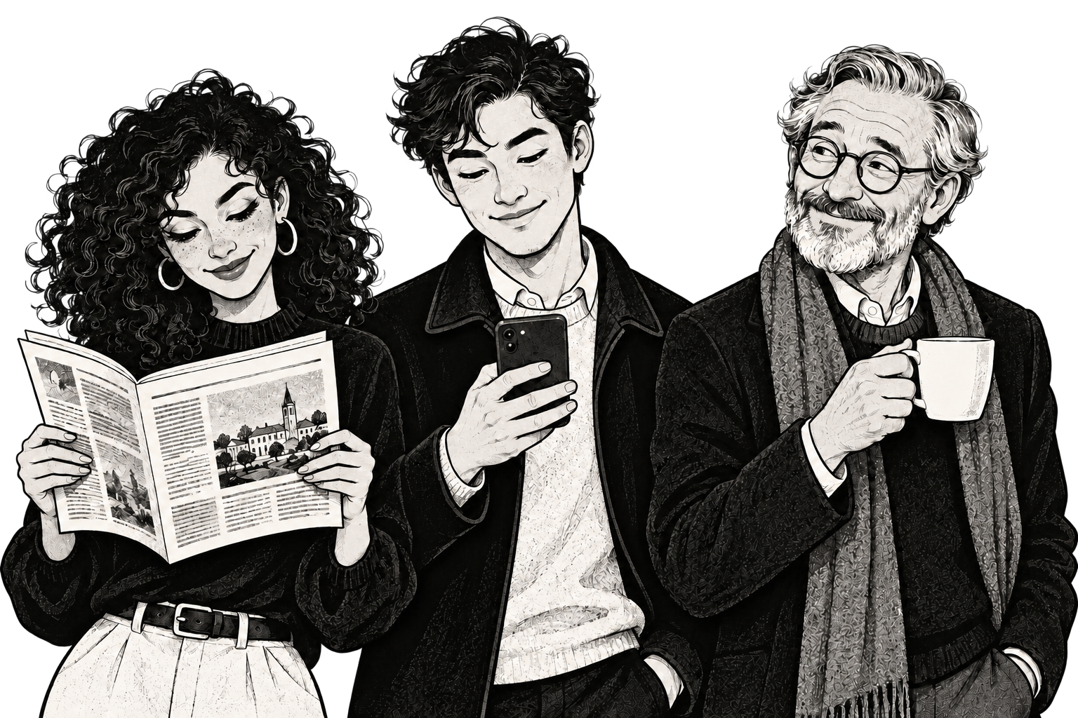 Three readers sharing a curiosity for local stories