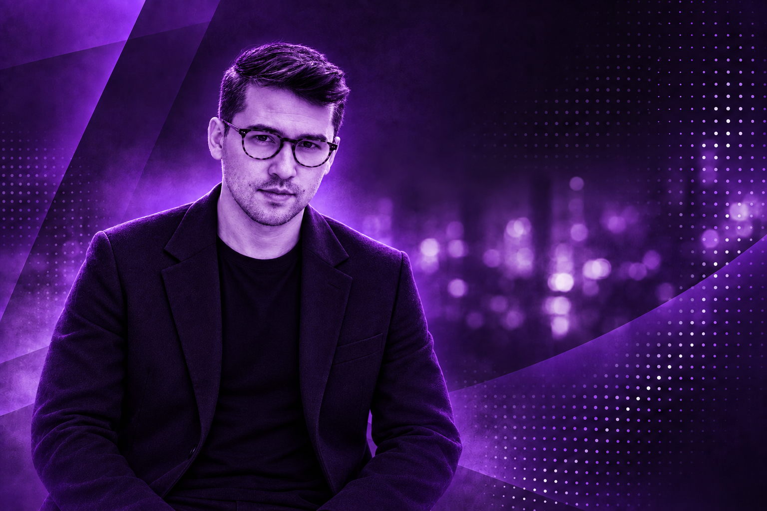 Allan Barrera — purple editorial portrait