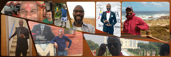 Eight images of Elliott D. Paige in various countries around the world.