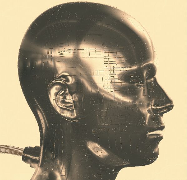 Head plugged in like a robot.