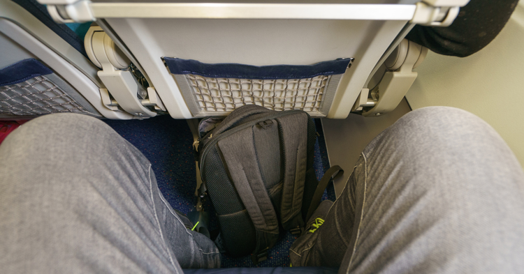 Legs jammed in seat on a low-cost-flight