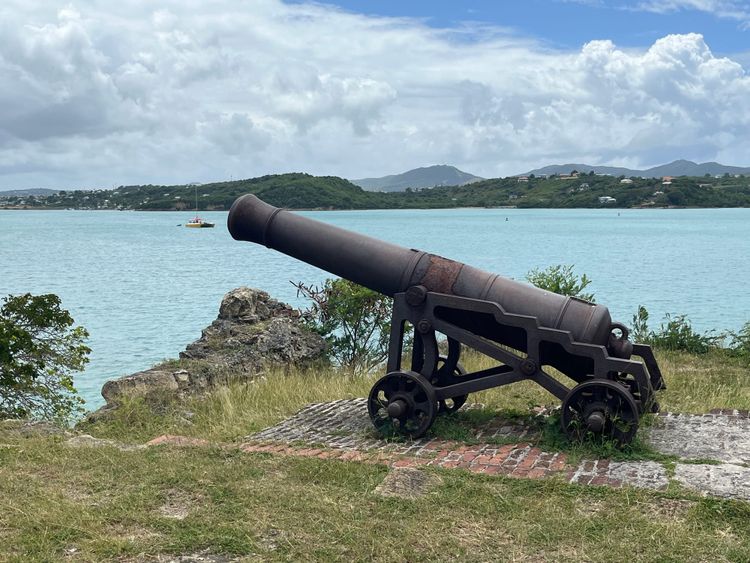 Cannon on a coastal hillside used during 18th Century wars