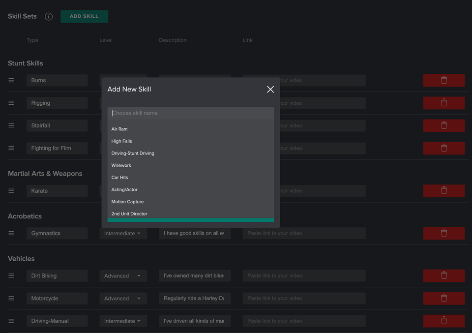 What Are All The Skills That Your StuntListing Profile Could Have?