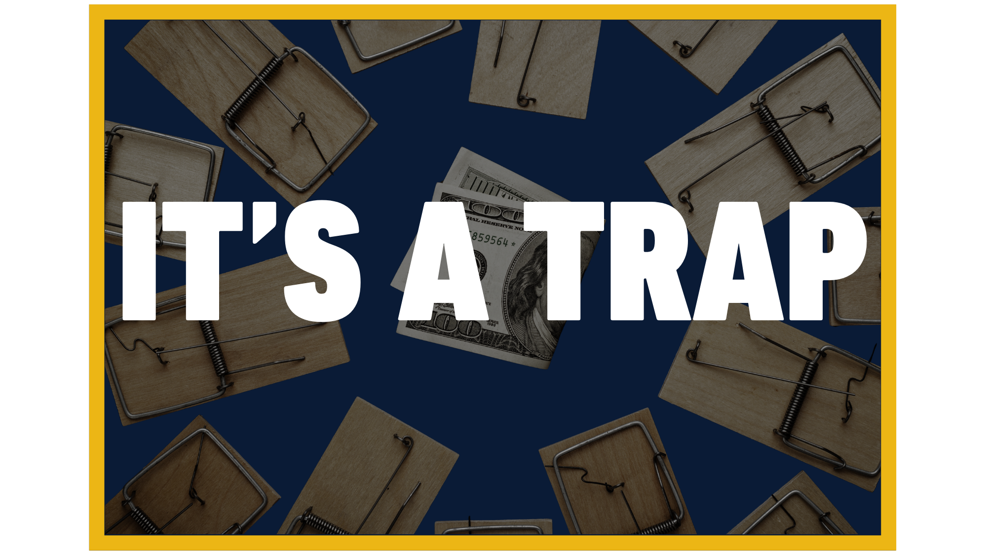 Mouse traps with dollar bills representing the subscription pricing trap that AI visibility tools use compared to V.O.I.C.E. by ScopeSite credit-based model