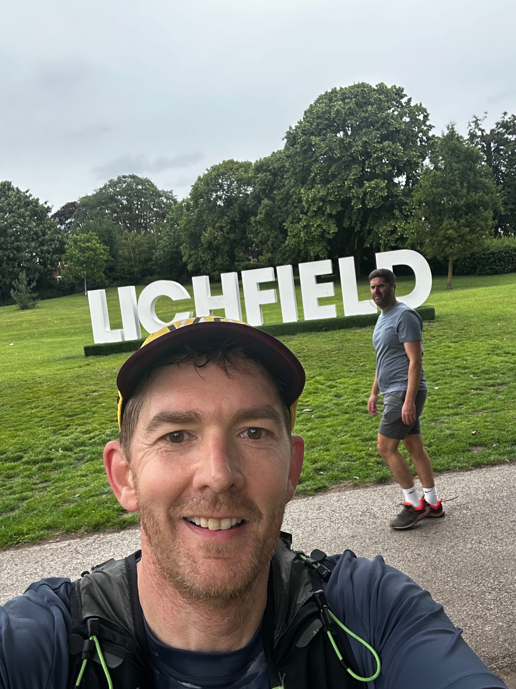 Man and sign, sign says Lichfield. Cos that's where I was. Over and over again