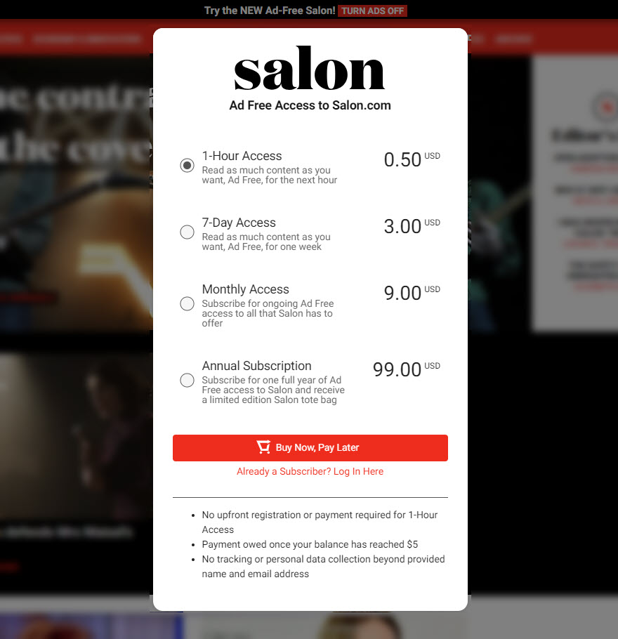 laterpay ad free pass