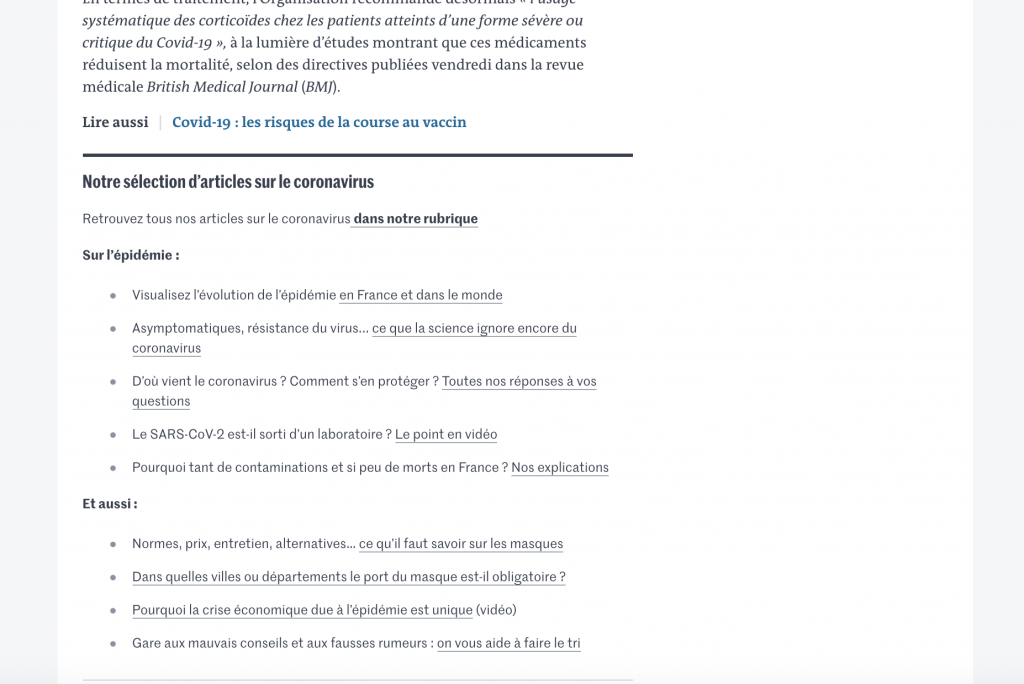 Le Monde - contexte coronavirus