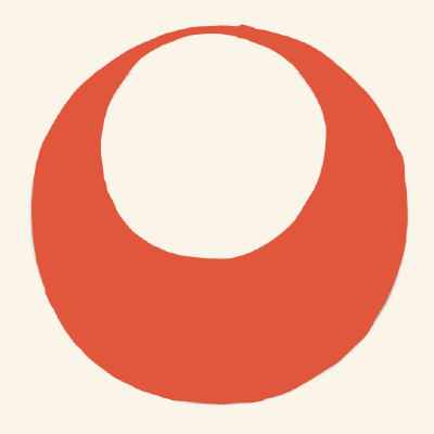 hand-rendered in-yo symbol, a white circle inside a dark circle, circumferences touching at one point, just off center to indicate movement