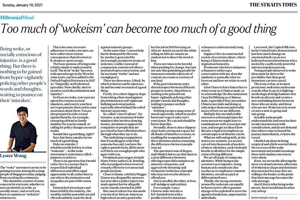 What "prevailing woke movement"?