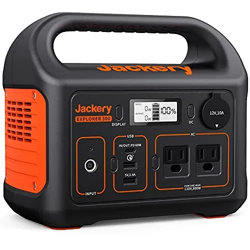 Jackery Portable Power Station Explorer 300, 292Wh lithium battery for outdoor adventures.