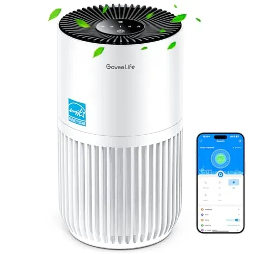 GoveeLife Mini Air Purifier with HEPA filter, app control, and voice activation for clean air