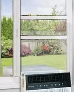 Soleus Air sliding window kit in reinforced aluminum for air conditioners, adjustable for various sizes.