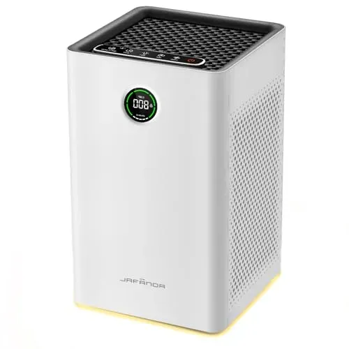 Jafanda air purifier for large rooms with true HEPA filter and 3-stage filtration system.