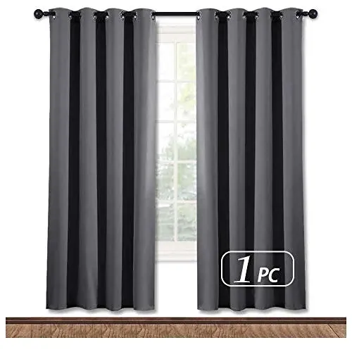 NICETOWN grey thermal insulated curtain panel with grommet top and blackout feature