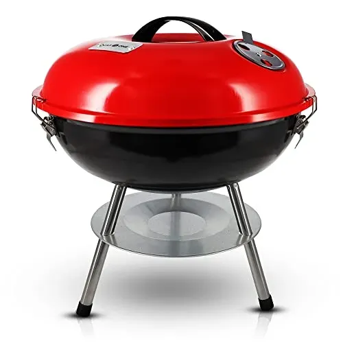 Gas One 14-inch portable charcoal grill with 3-point locking lid and dual ventilation system