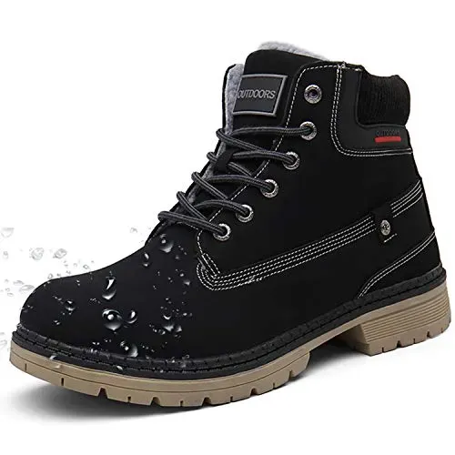 Men's and women's waterproof snow boots with fur lining for winter hiking and outdoor work.