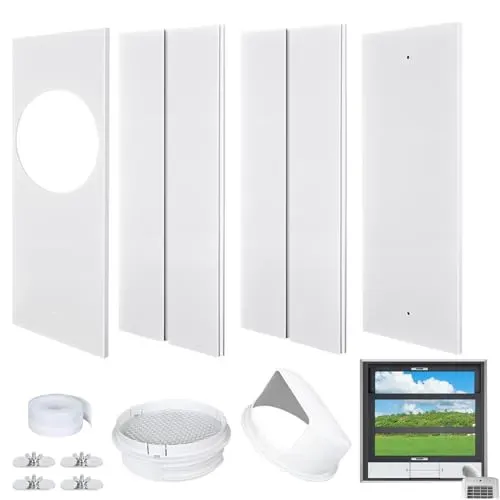 Portable AC window vent kit with waterproof cover and 5.9 inch diameter hose for seamless installation