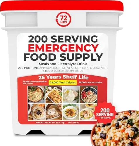 72HRS Emergency Food Supply Kit with 200 servings for disaster preparedness and long-term storage