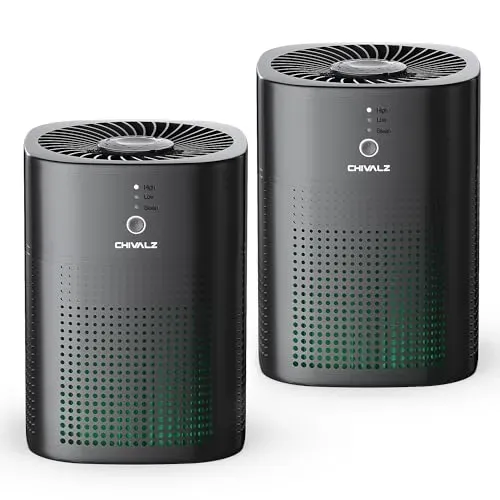 2 Pack CHIVALZ Air Purifiers with True HEPA Filter for dust, smoke, and pet dander removal