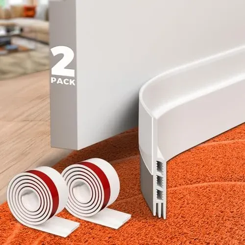 Holikme 2-door draft stopper with strong adhesive for energy-saving door insulation