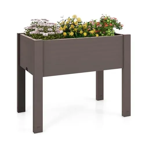 Giantex self-watering raised garden bed with legs, removable dividers, and drainage hole for plants.