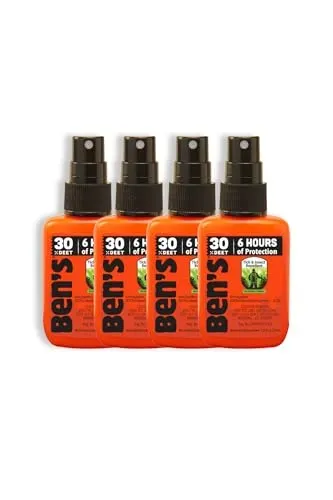 Ben's 30% DEET mosquito, tick, and insect repellent pump bottles in a pack of 4, 37ml each.
